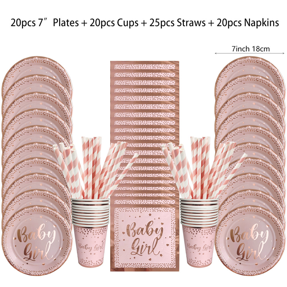Paper Straw Color - Juego de vajilla desechable para fiesta